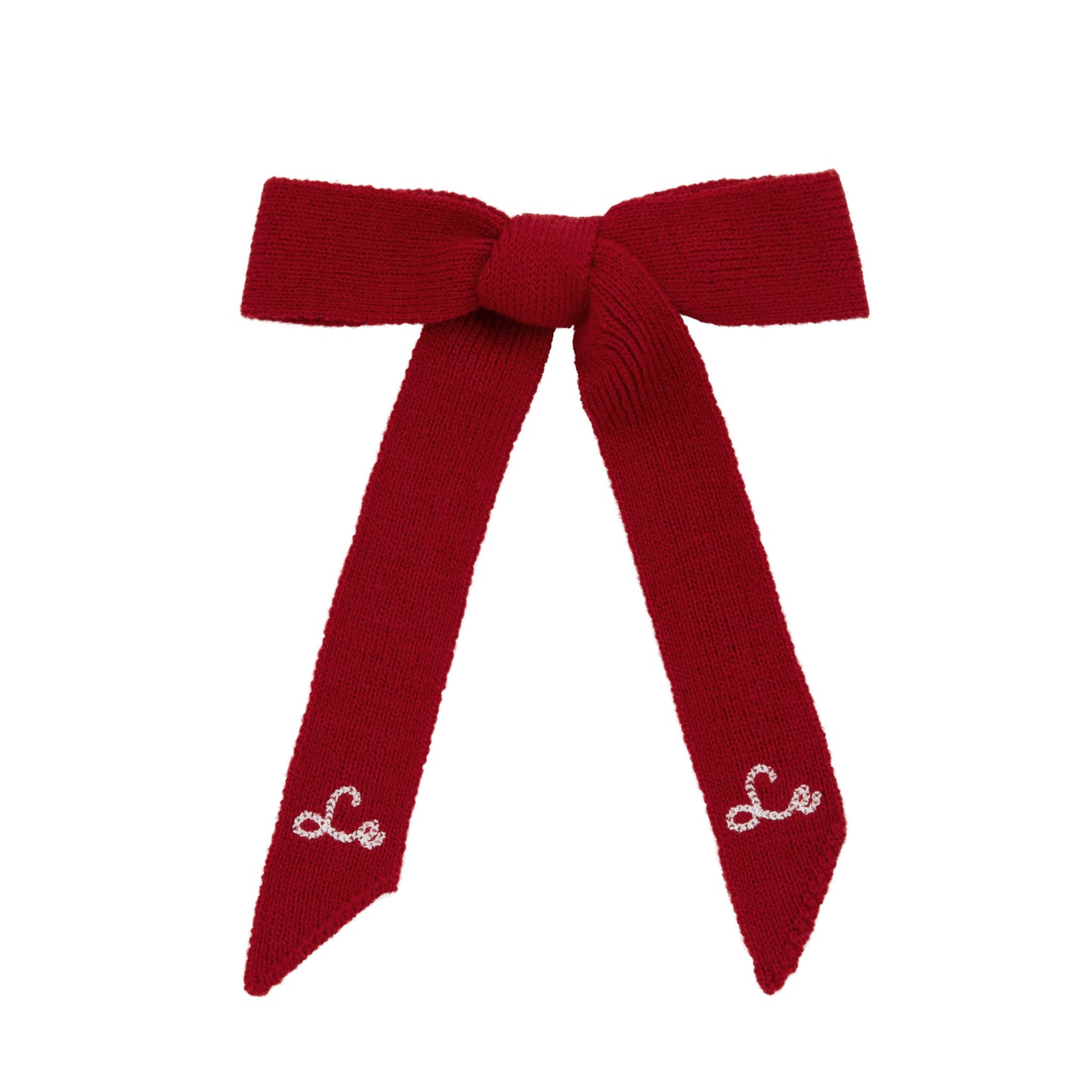 Soft knit embroidered bows