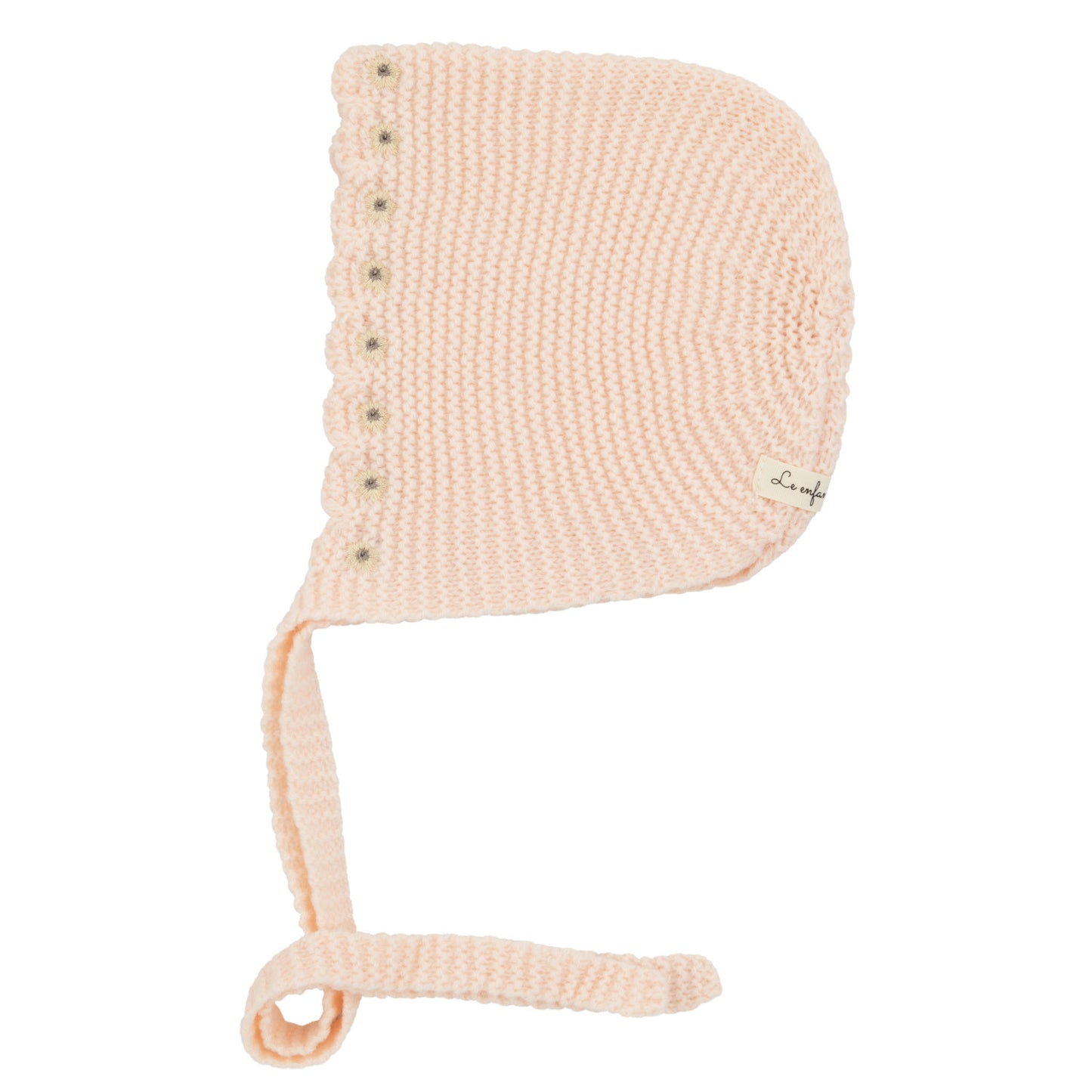 Scalloped edge bonnet x floral embroidery