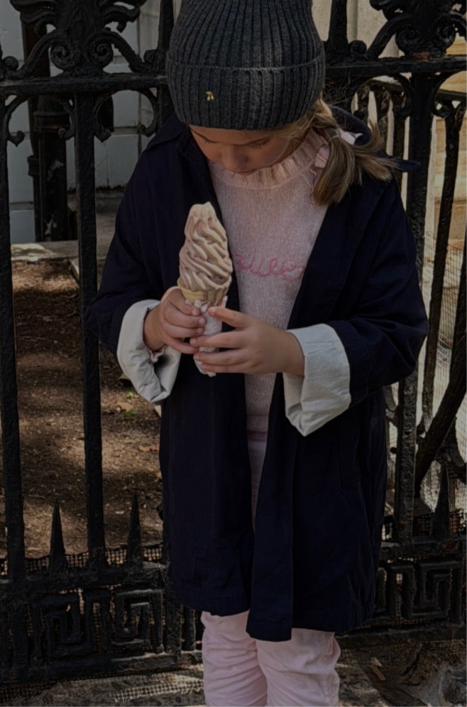 Gold thread embroidered ribbed beanie