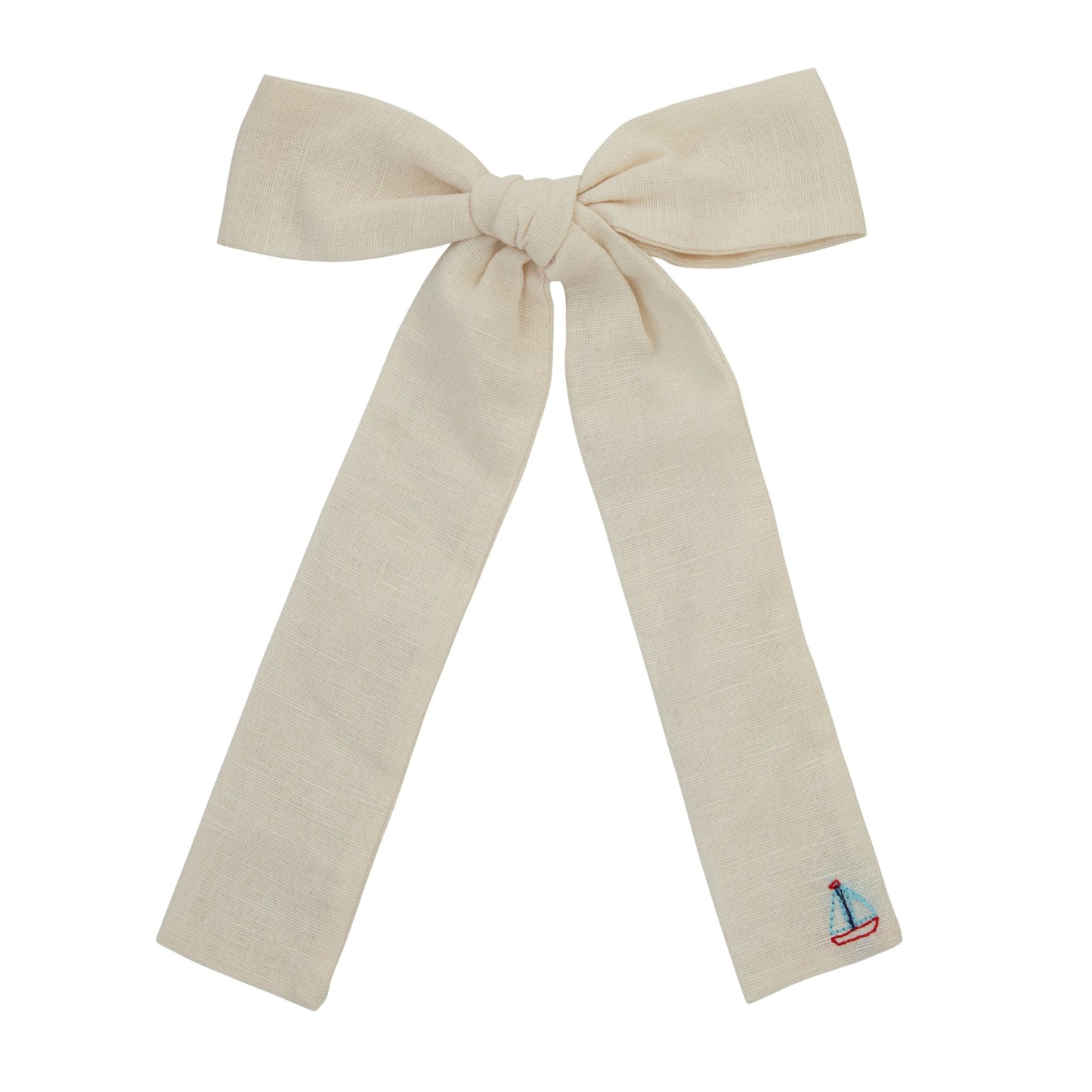 Sailboat embroidered oversized bow