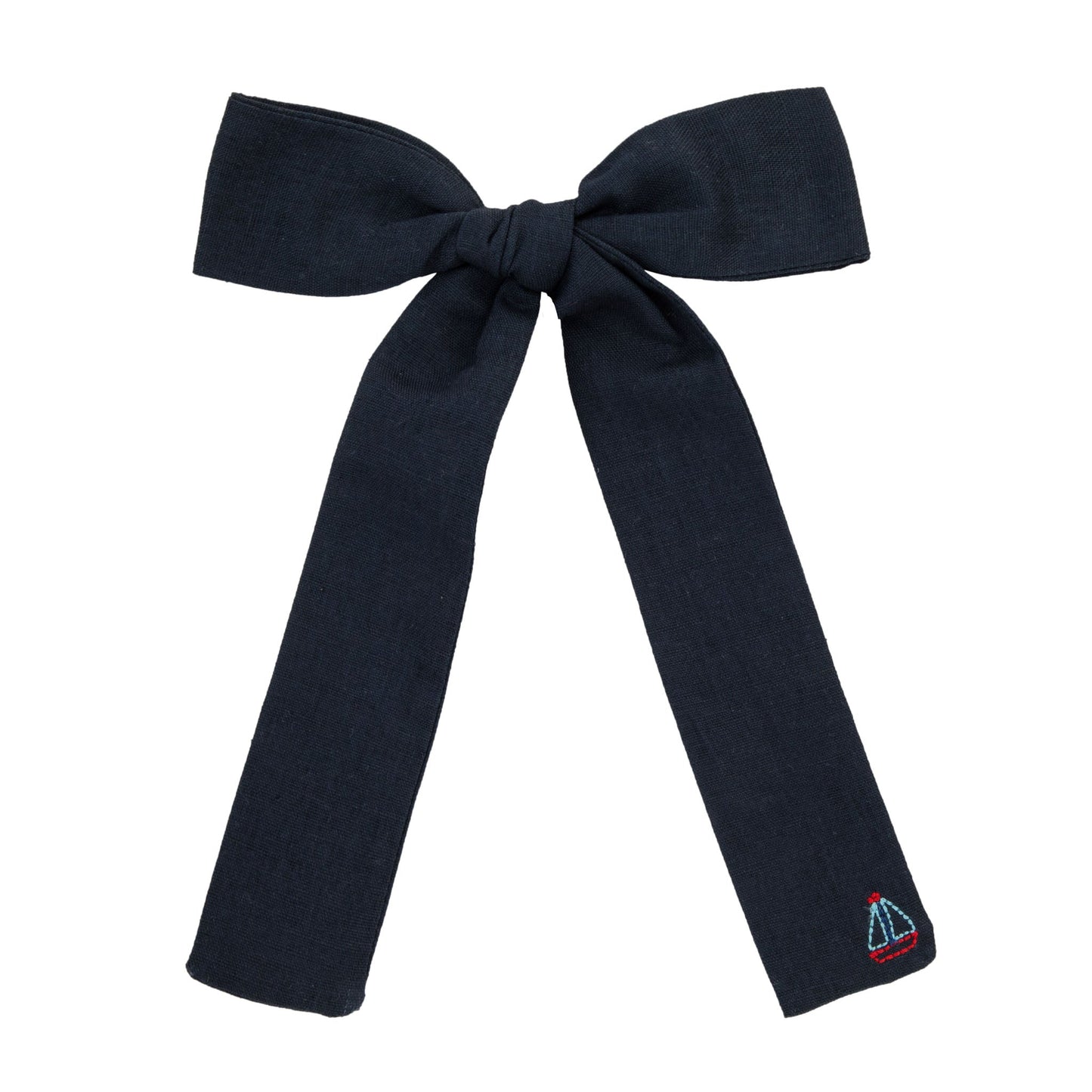 Sailboat embroidered oversized bow