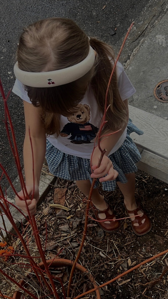 Cherry embroidered headband