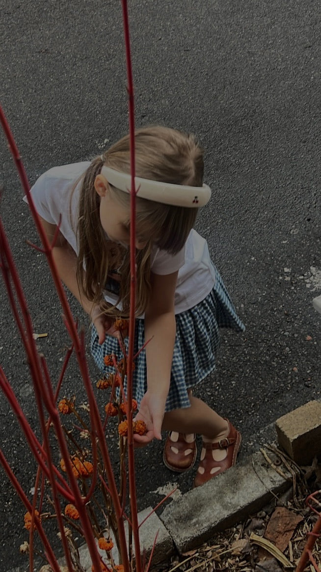 Cherry embroidered headband