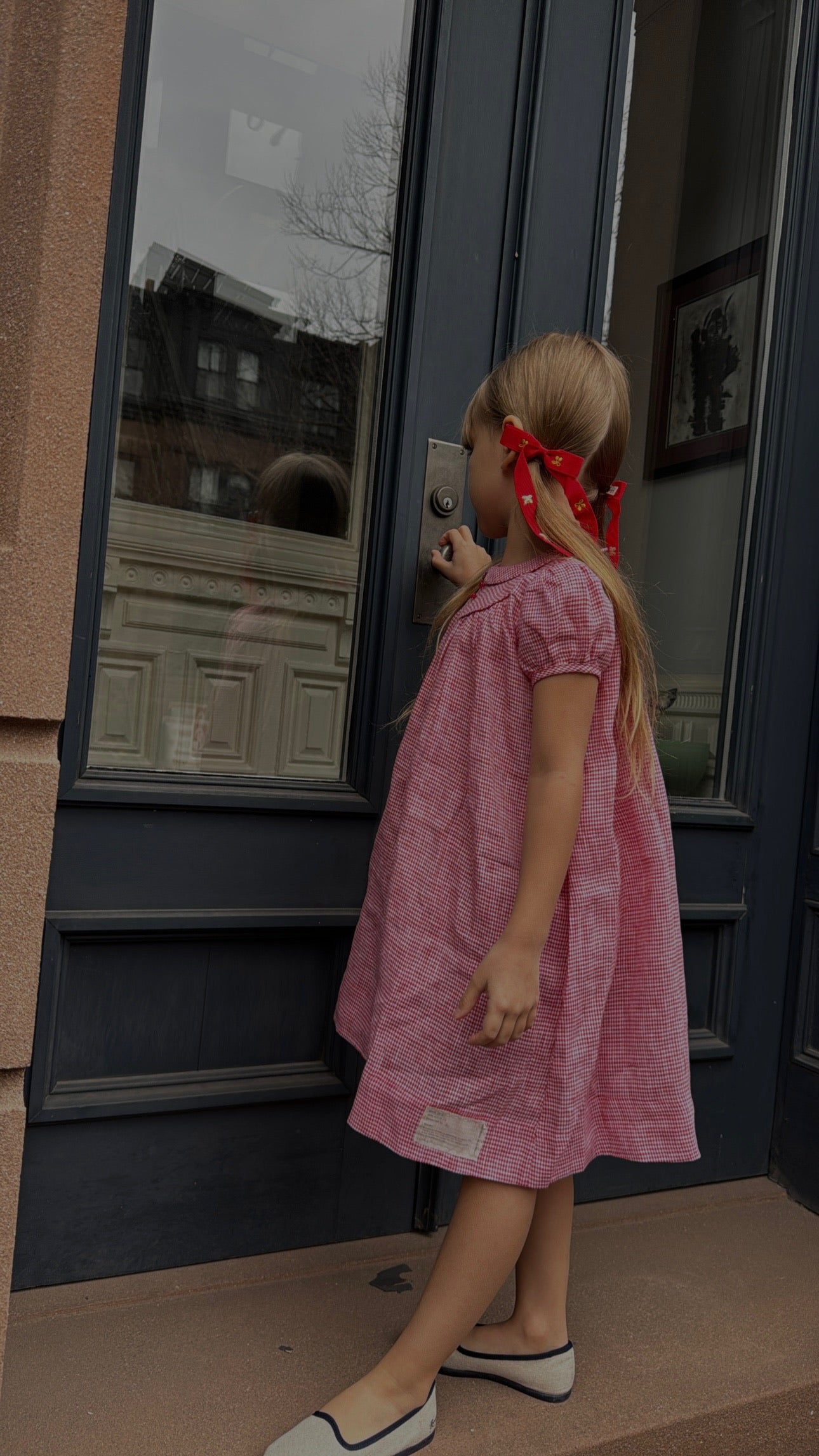 Cherry embroidered thin bow