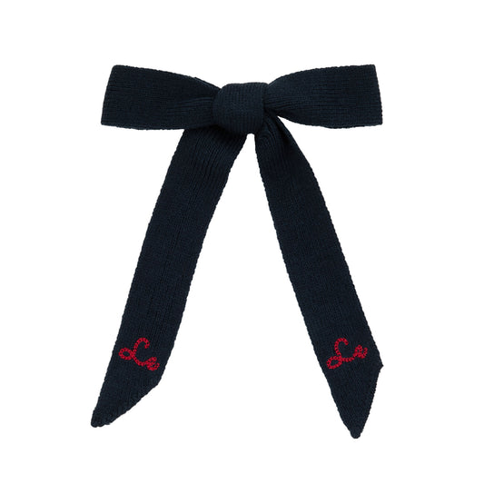 Soft knit embroidered bows