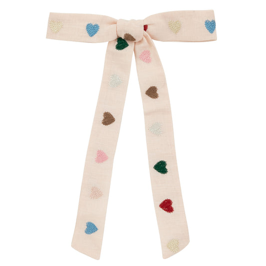 Heart embroidered bow