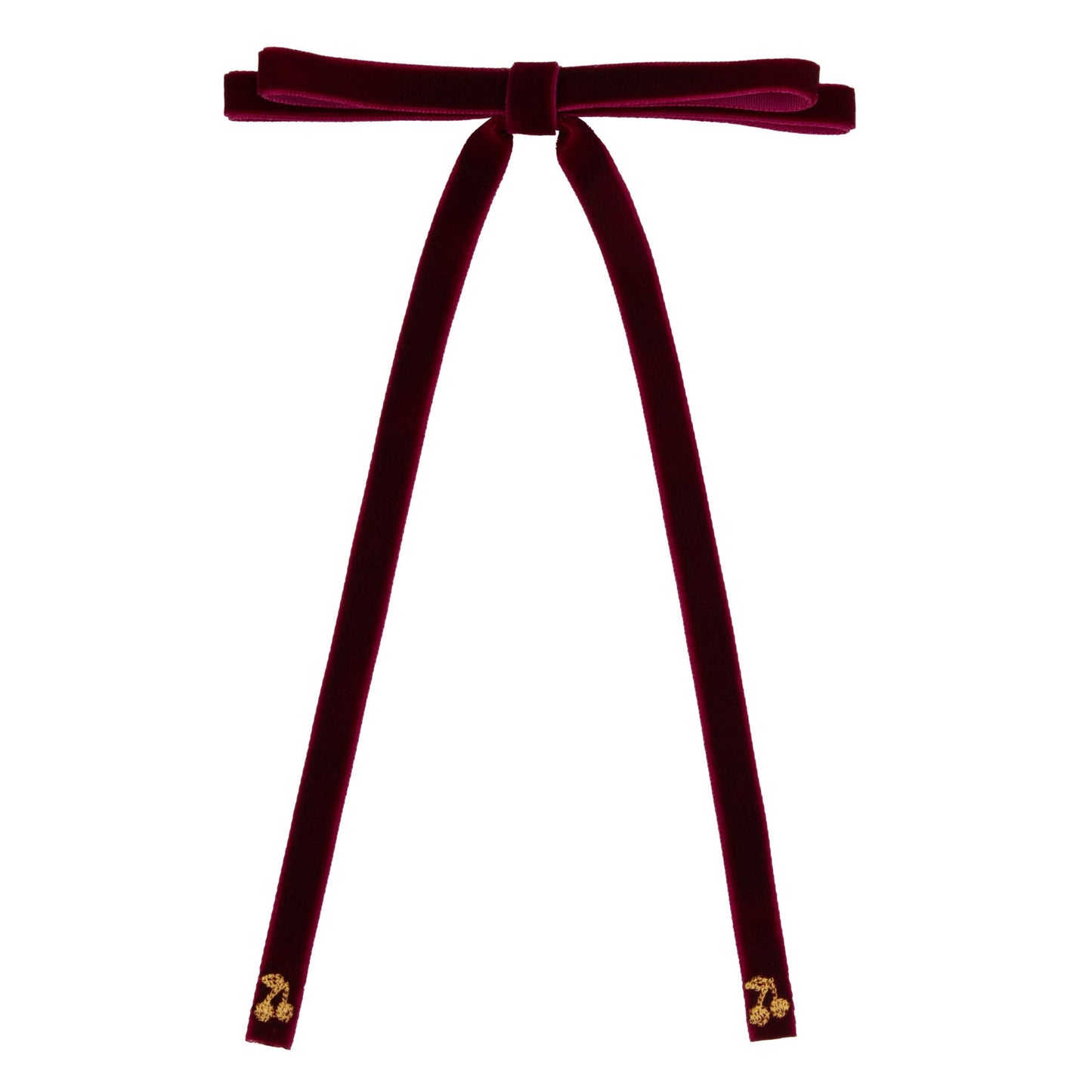 Gold thread cherry bows velvet