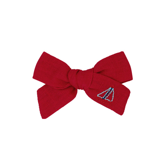 Sailboat embroidered bow