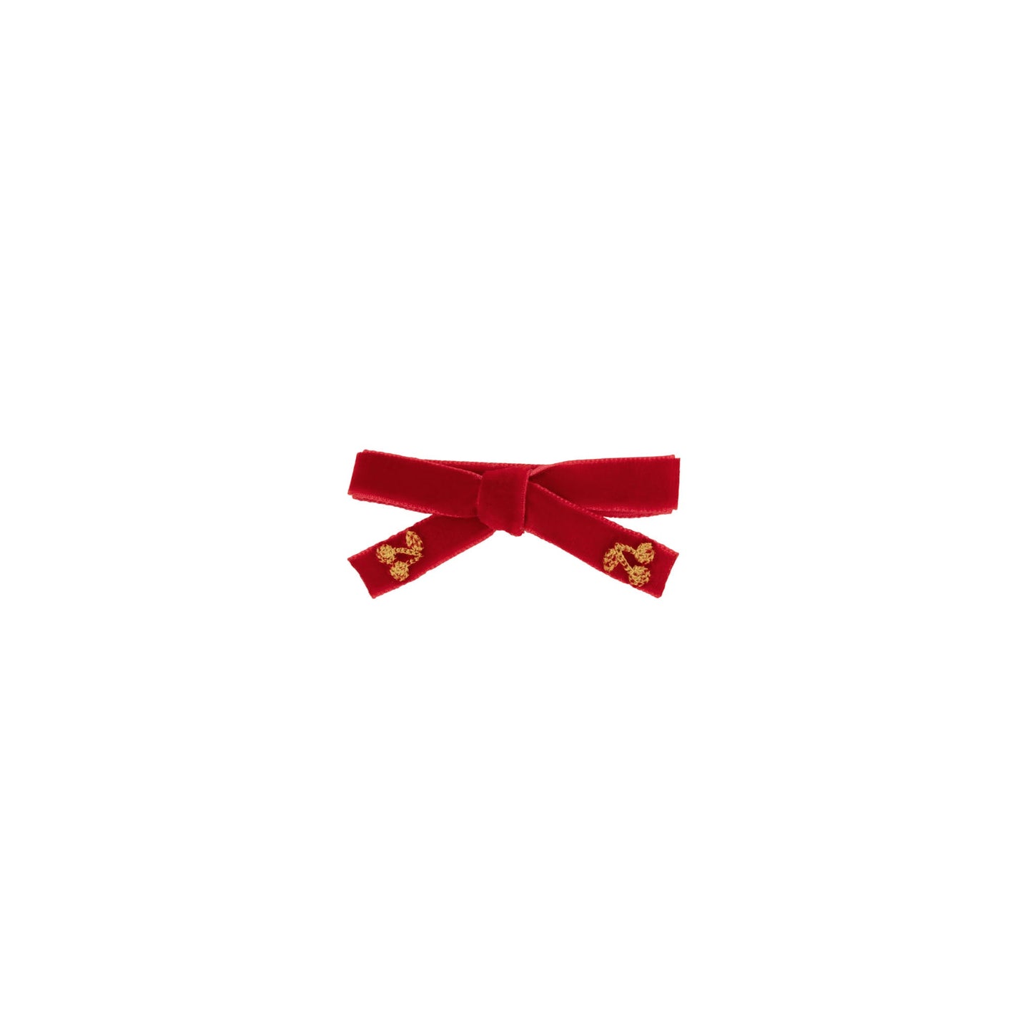 Mini gold thread cherry bows velvet (2pk)