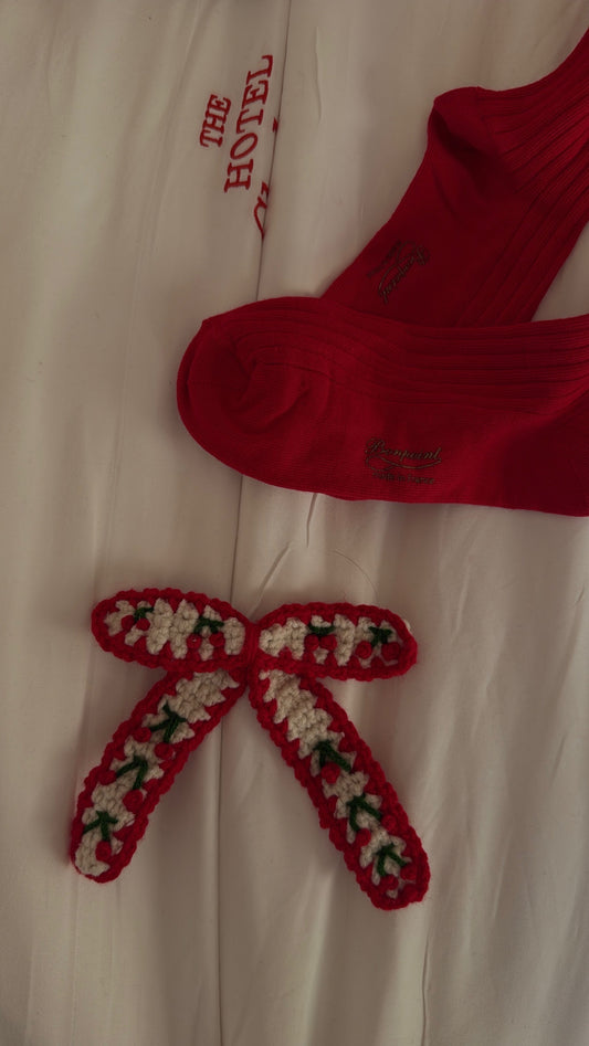 Hand stitched cherry bows