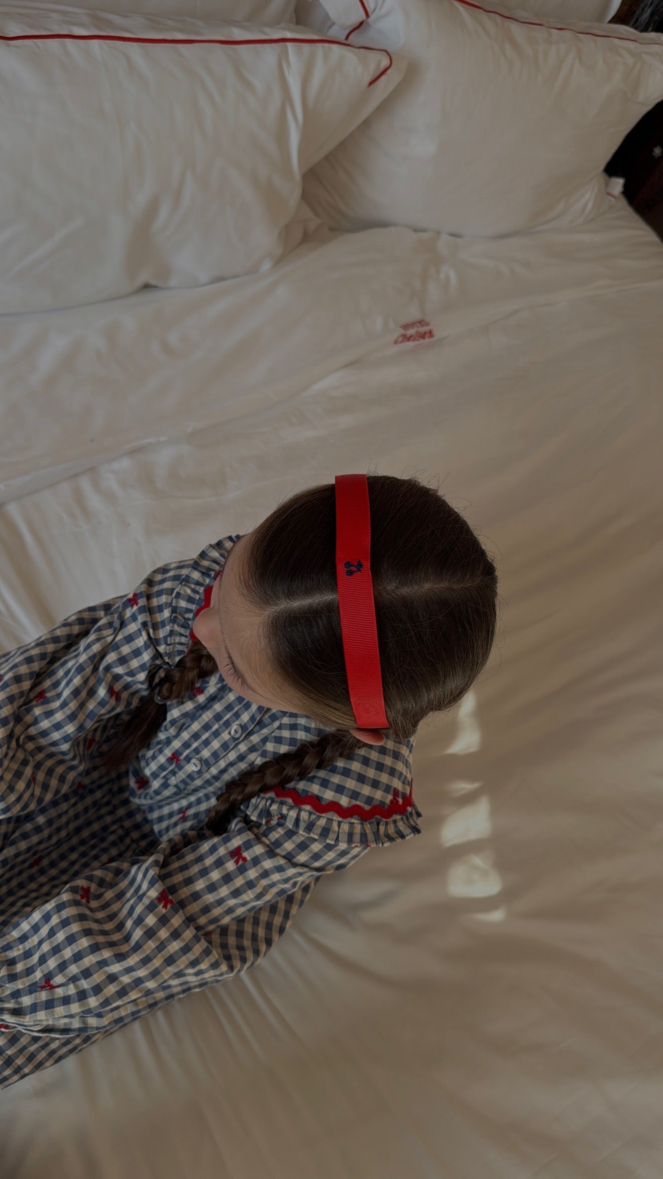 Navy thread cherry embroidered hairbands