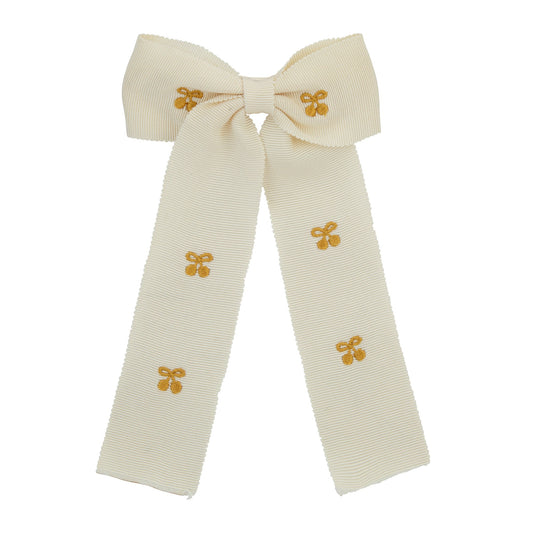 Gold Cherry embroidered thick bow