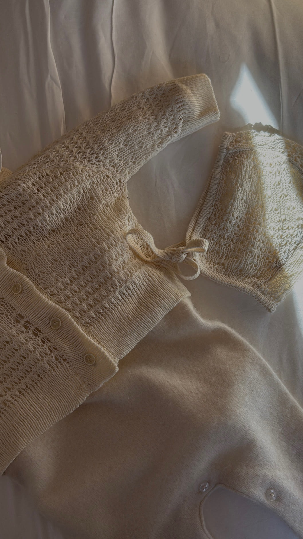 open knit cotton bonnet