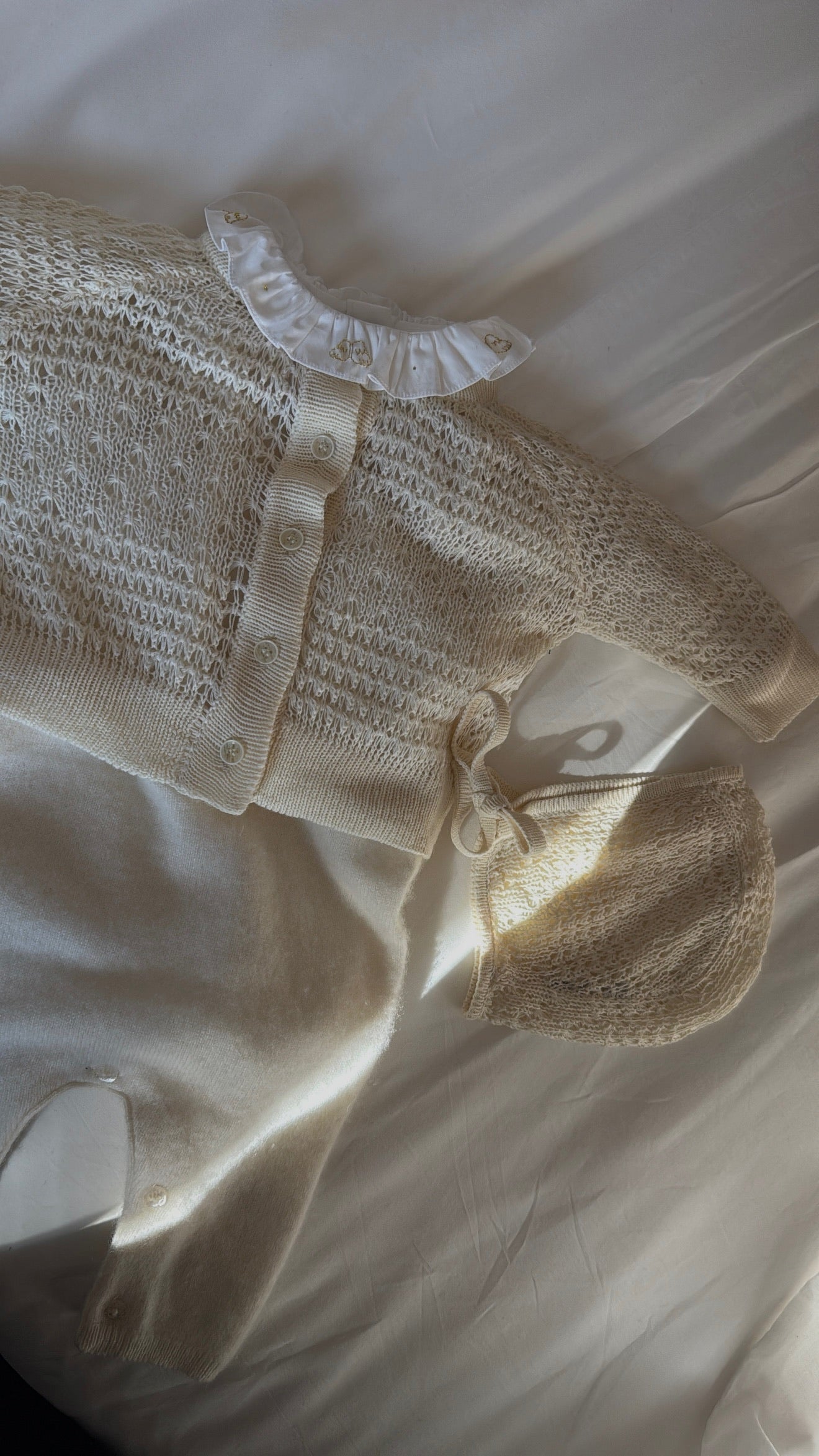 open knit cotton bonnet