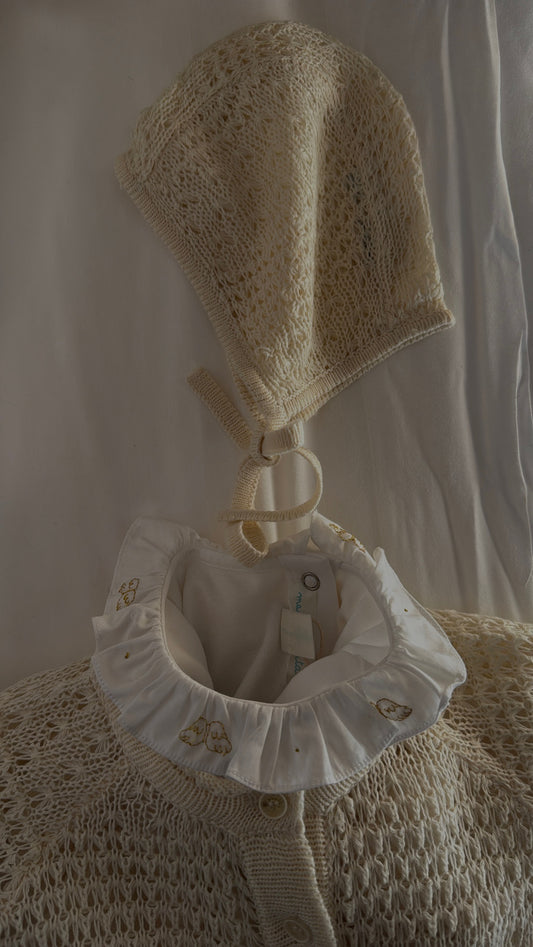 open knit cotton bonnet