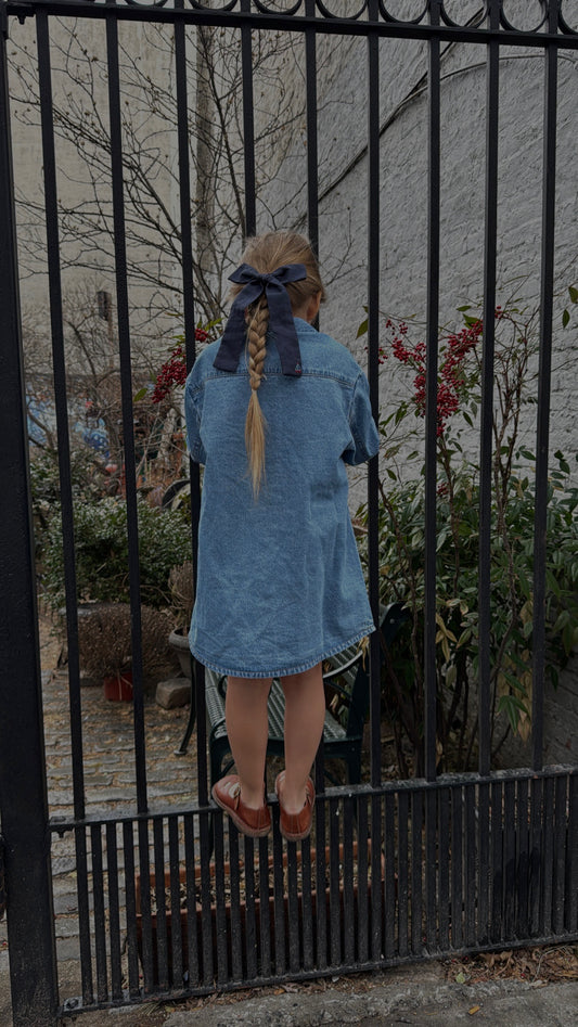 Sailboat embroidered oversized bow