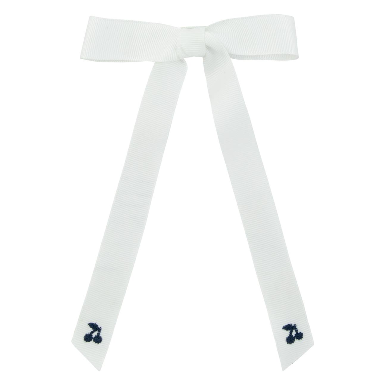 Navy thread cherry embroidered bows