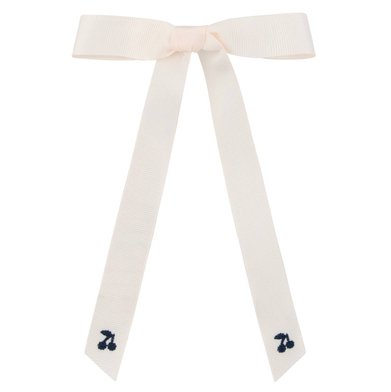 Navy thread cherry embroidered bows