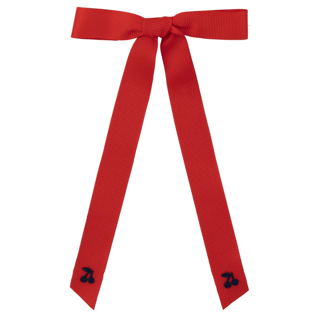 Navy thread cherry embroidered bows