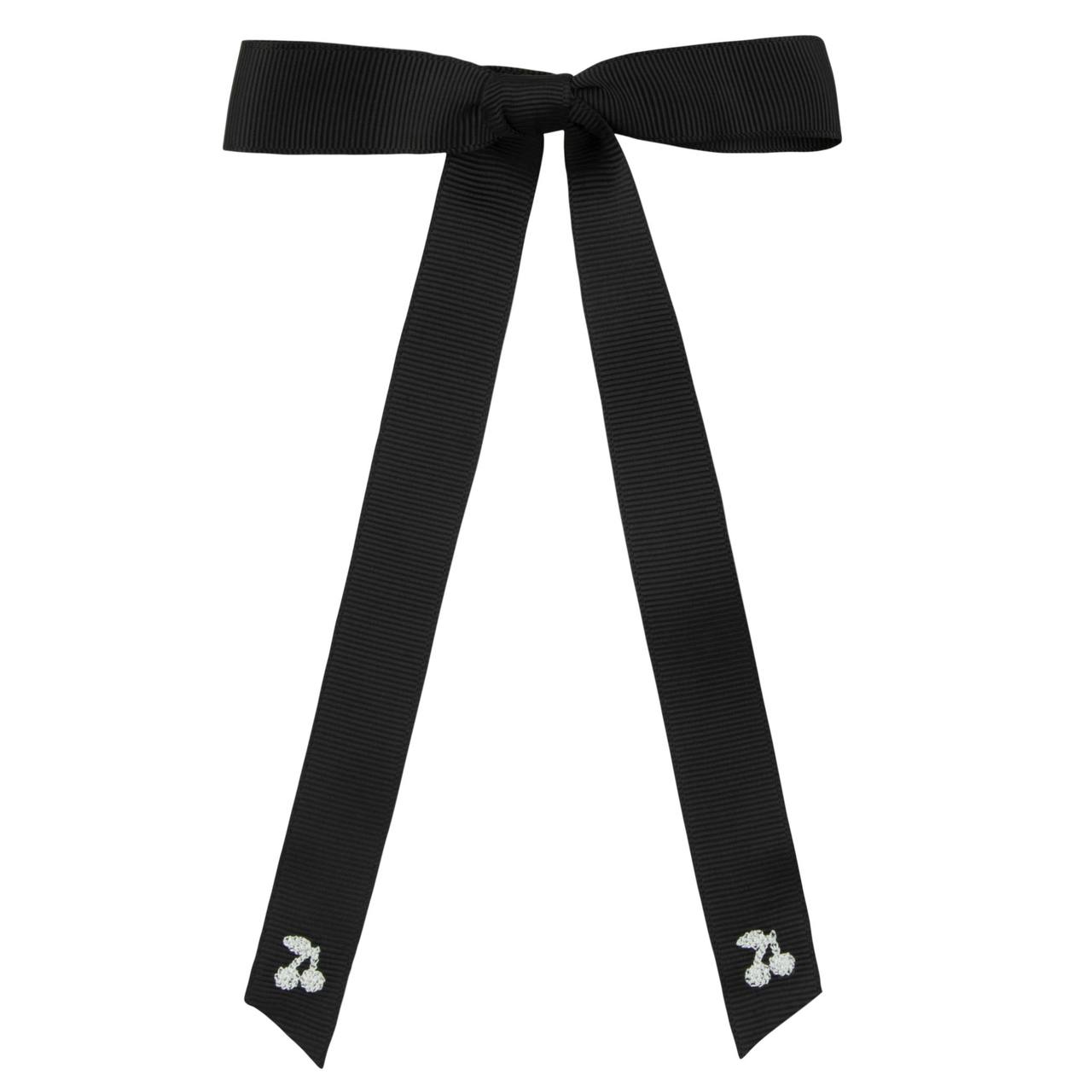 Navy thread cherry embroidered bows