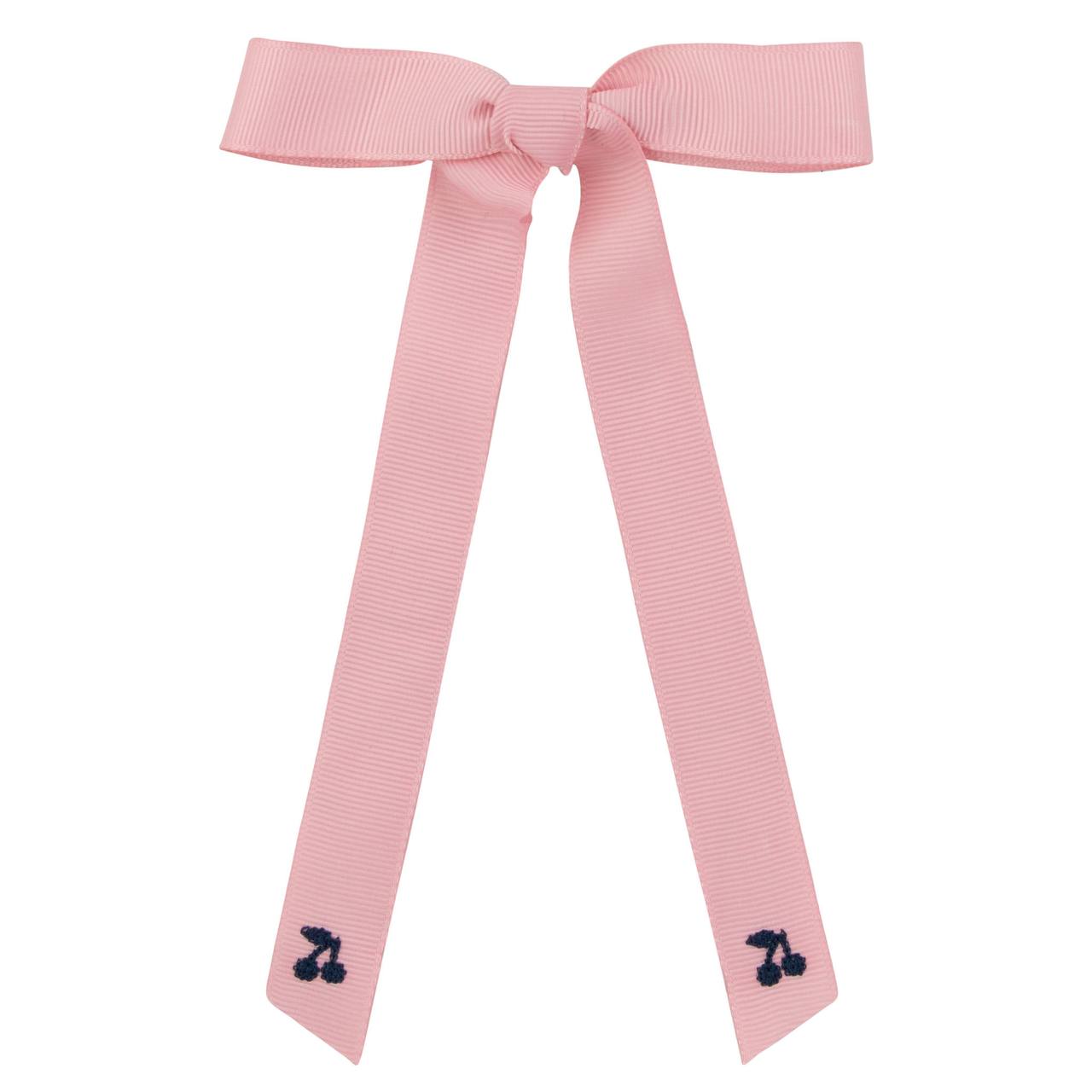 Navy thread cherry embroidered bows