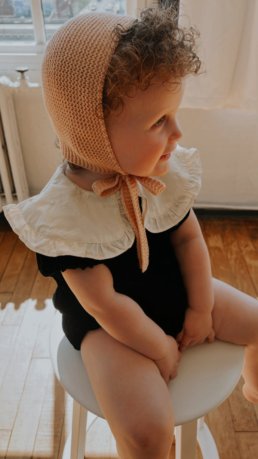 Knit bonnet pale pink
