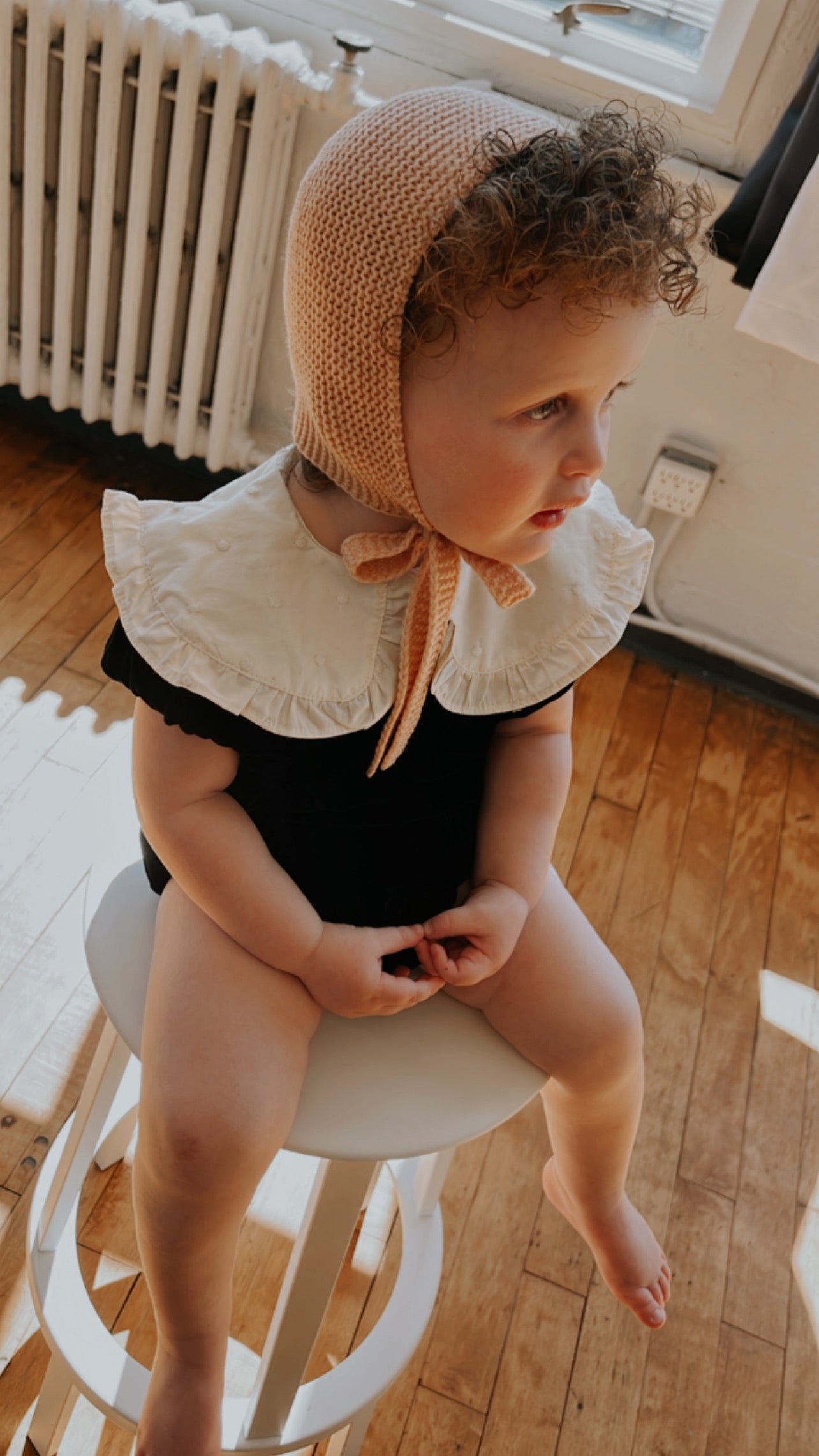 Knit bonnet pale pink